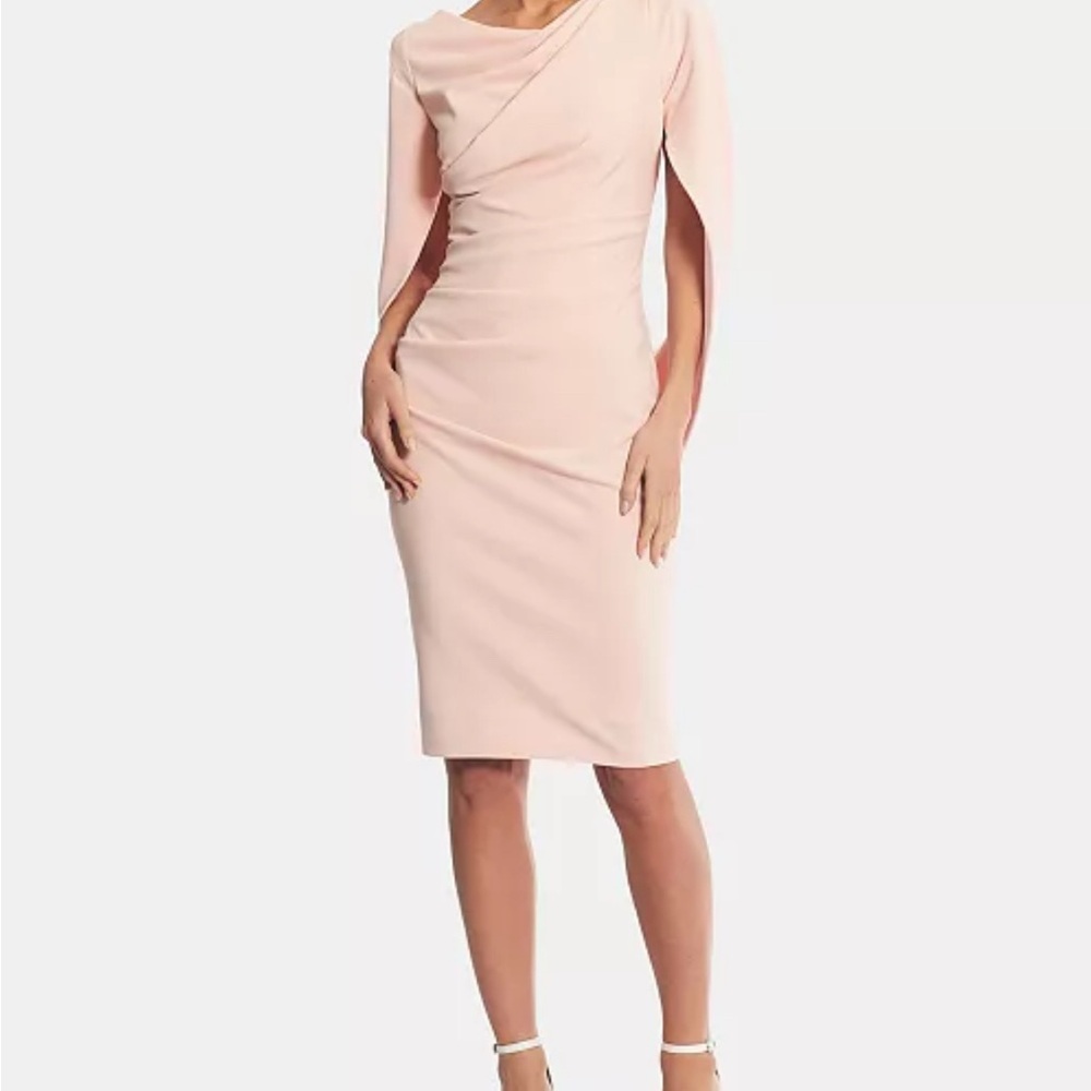 Elegant Soft Pink Cape Dress - Size 6
